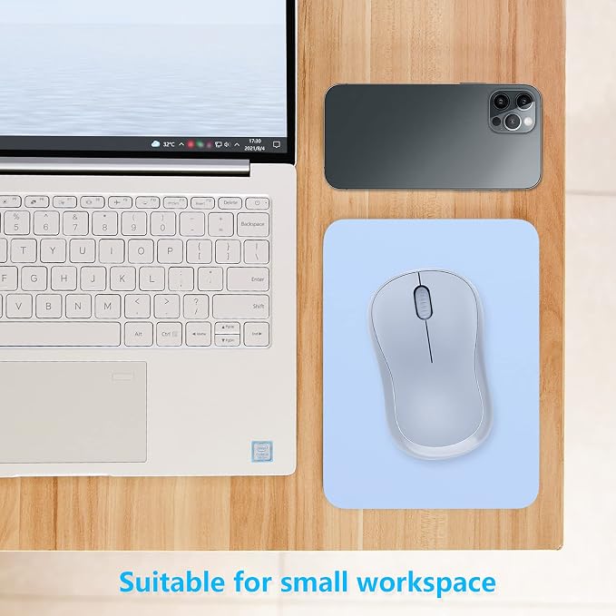 Dapesuom Small Mouse Pad, 6 x 8 Inch Thick Rubber Premium-Textured Non-Slip Portable & Washable Mini Mouse Mat for Women Men Wireless Laptops Keyboard Tray Gaming Work Computer Office Travel, Sky Blue
