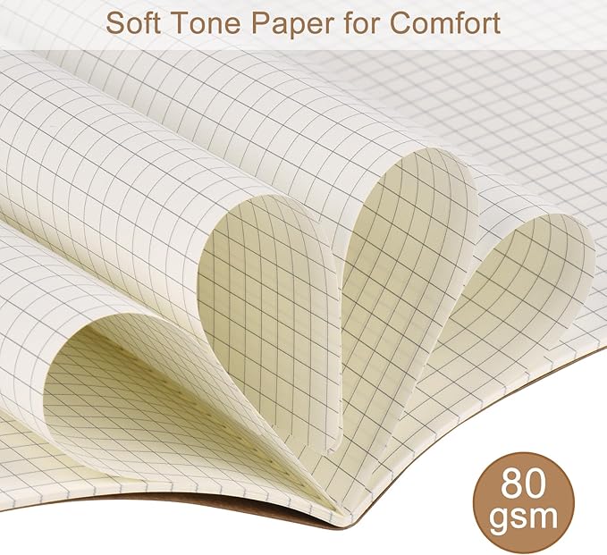 ZCZN 100 Pack A5 Kraft Notebooks Bulk, 8.15x5.5 Inches Graph Paper Journaling Notebooks, Notebooks for Work, Composition Notebooks for School, Journal Notebooks for Office, 60 Pages