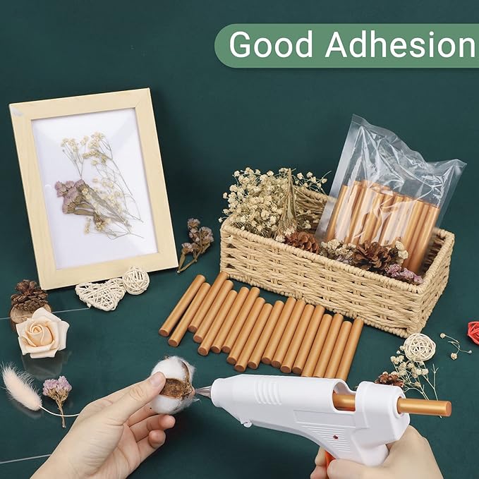 Metallic Gold Hot Glue Sticks, Manarty 48 PCS Full Size Hot Melt Glue Sticks Colored, Craft Adhesive Waxing Sticks for Wedding Cards, Sealing, Holiday Decoration, Art, DIY, 0.43" Dia x 4" Long,