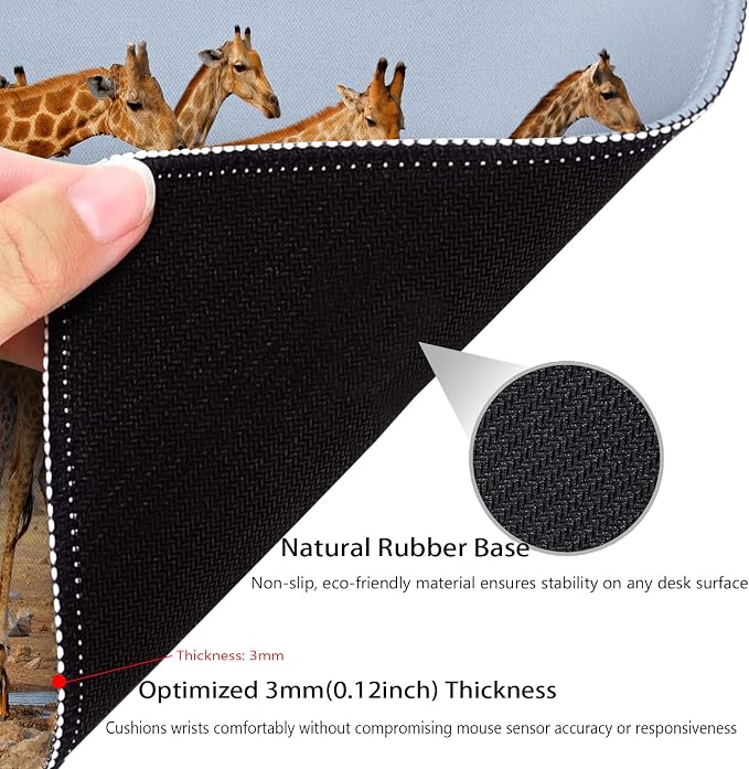 A Group of South African Giraffes Mouse Pad, Funny Wild Animals Desk Mat | Cute Mousepad Stitched, Anti-Slip Base Smooth Surface, 9.5 x 7.9 Inches