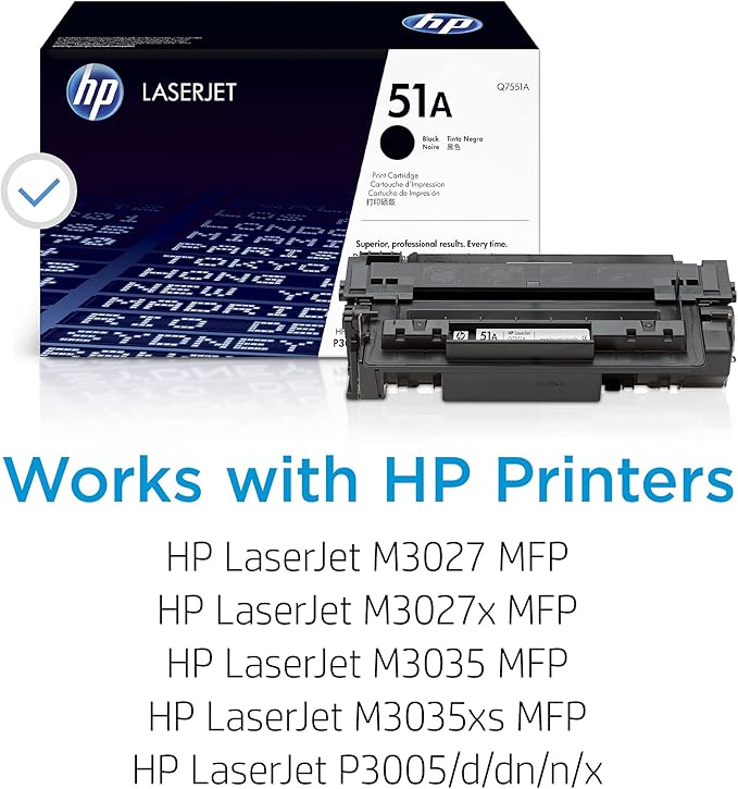 HP Original 51A Black Toner Cartridge Works LaserJet P3005 Series LaserJet M3027, M3035 MFP Series Q7551A