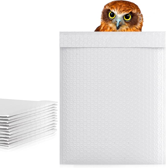 Poly Bubble Mailers, 14.25 x 19 Inch White Padded Mailers, Self Seal Shipping Envelopes, Lightweight Poly Mailer Bags, Waterproof Mailing Bags, Pack of 300