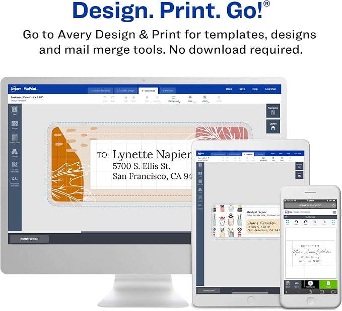 Avery Printable Shipping Labels with Sure Feed, 3-1/3" x 4", White, 150 Blank Mailing Labels (5264)