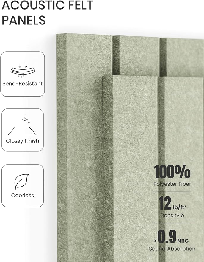 Fluxynara 48" x 36" Large Felt Bulletin Board, Sage | 12 Pack Cork Board Alternative with 60 Safe Adhesive Tabs, Pin Boards for Wall Decor, Home, Office, Classroom,Dorm