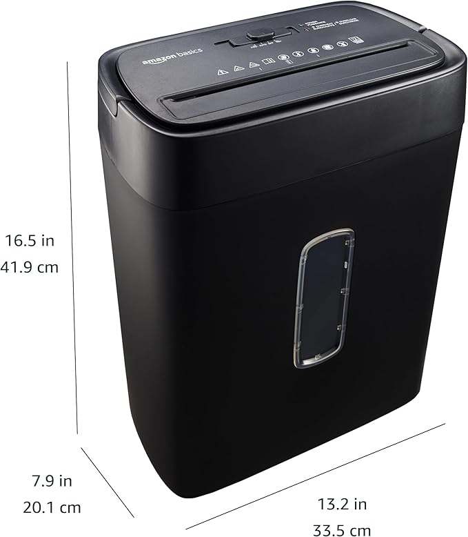 Amazon Basics 12-Sheet Cross-Cut Paper and Credit Card Shredder with Overheat Protection, Black (New Model)