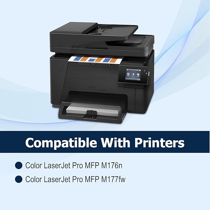 OFFICE-COLOR Replacement for HP 130A Toner Cartridges Set Works with HP Color LaserJet pro MFP M177fw,M176n Printer Ink (Black,Cyan, Magenta, Yellow 4 Pack)