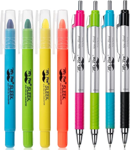 Mr. Pen- Bible Highlighters and Pens No Bleed, 8 Pack, Colorful Bible Pens and Highlighters No Bleed