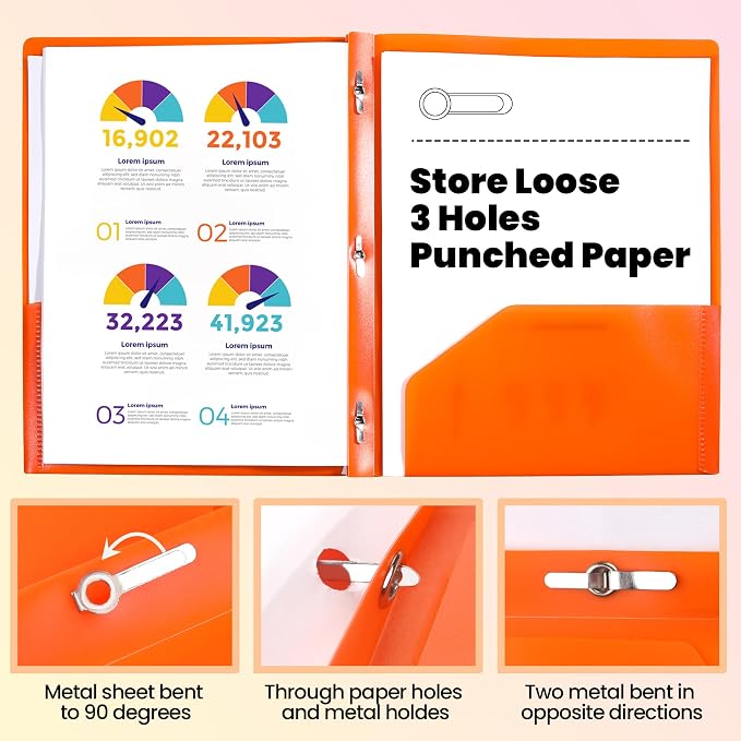 GNL Plastic Folders with Pockets and Prong, Pack of 10, Colored Heavy Duty 2 Pocket File Folders Letter Size, Folders with Prongs for School, Home, and Office