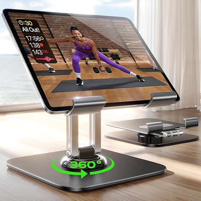 LISEN for iPad Stand Holder Adjustable Tablet Stand for Desk, 2026 for iPad Accessories Rotating Display Stand PC Office Accessories for Desk Women Gifts Kindle Table Mount/PS/Switch iPhone 12.9"-4.7"