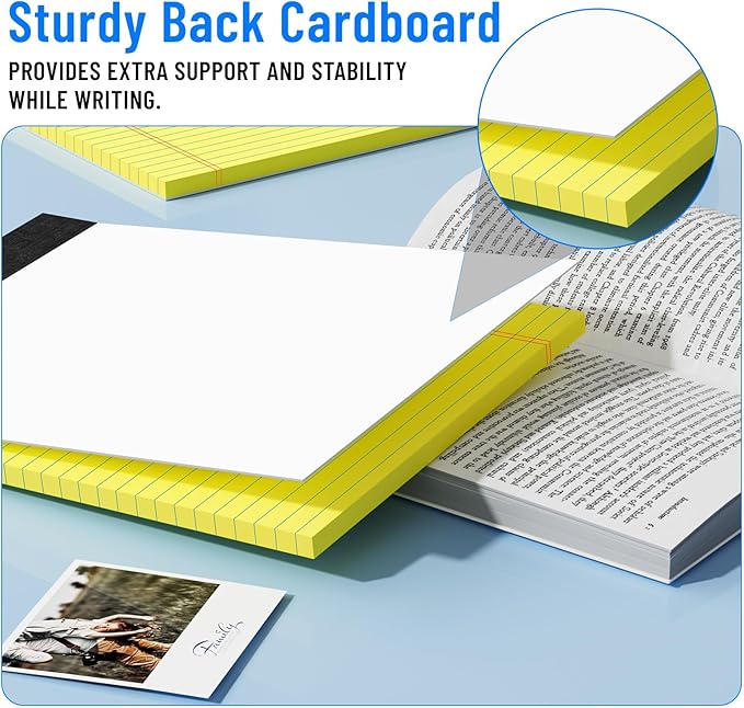 3pcs Legal Pads 8.5 x 11, Notepads 8.5 x 11 College Ruled Notebook, Writing Pads of Paper,Yellow Note Pads, Memo Pad Papers Perforate Legal Notepads Narrow Ruled Line,30 Sheets/Pack