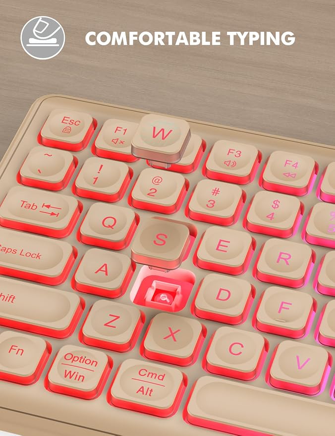 Wireless Keyboard and Mouse Combo with RGB Backlit, Rechargeable | Light Up Letters, Full-Size, Soft Typing, Sleep Mode, 2.4GHz Quiet Keyboard Set for Mac, Windows, Laptop, PC, Trueque KM42Pro