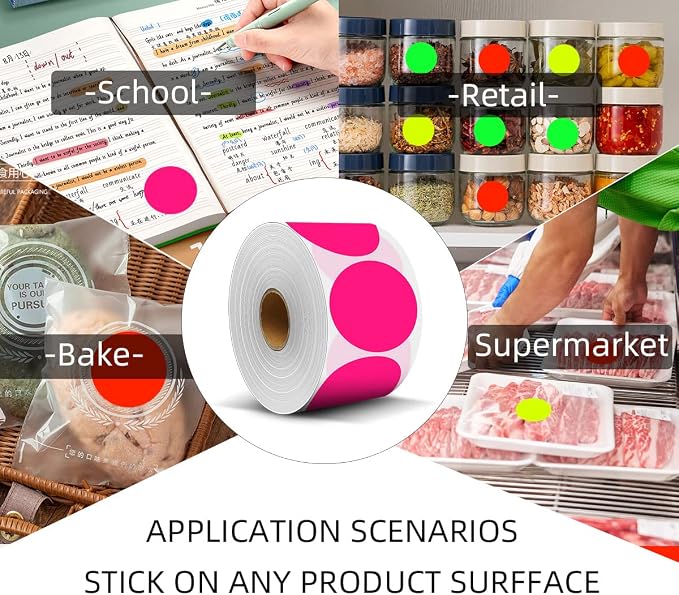 PARLAIM 2”Color Coding Labels Stickers,500PCS Round Adhesive Circle Dot Stickers for Inventory Fluorescent Pink