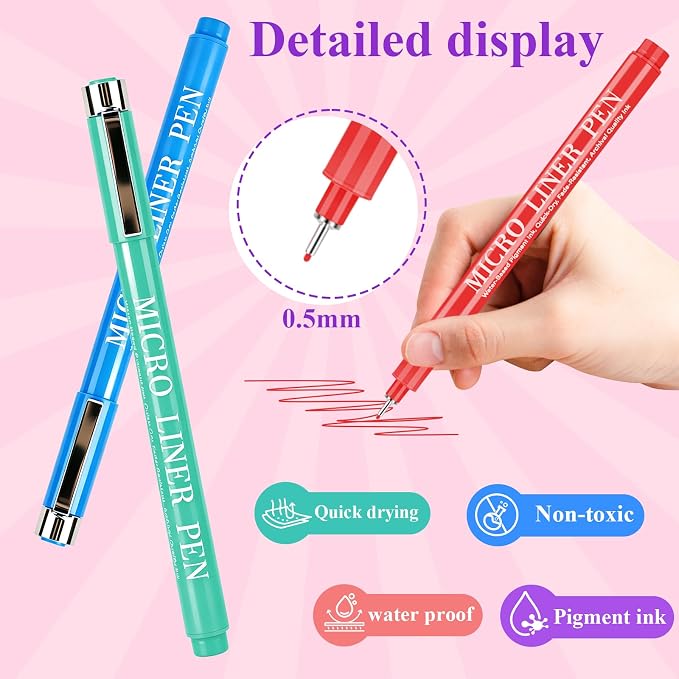 12 Colors Micro Waterproof Fine Point Pen