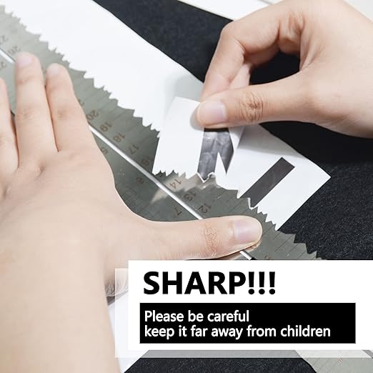 Stainless Steel Metal Paper Tearing Ruler for Cutting Paper to Irregular Edges 12'' Measuring Tool for School Office Architect and Drawing