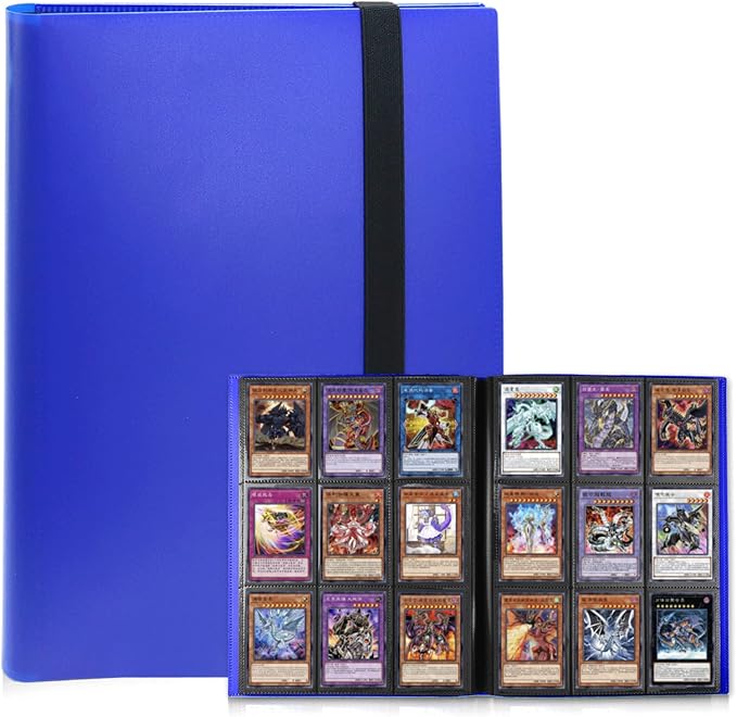 Trading Card Binder 9 Pocket, 360 Card Waterproof Folder with Side Loading Sleeves, Sturdy Card Collection Album for MTG, TCG, Game Cards & Sports Cards (1, Dark Blue)
