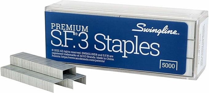 Swingline Staples, S.F. 3, Premium for Desktop Staplers, 1/4" Length, 105/Strip, 5000/Box, Jam Free, Half Strip (35440)