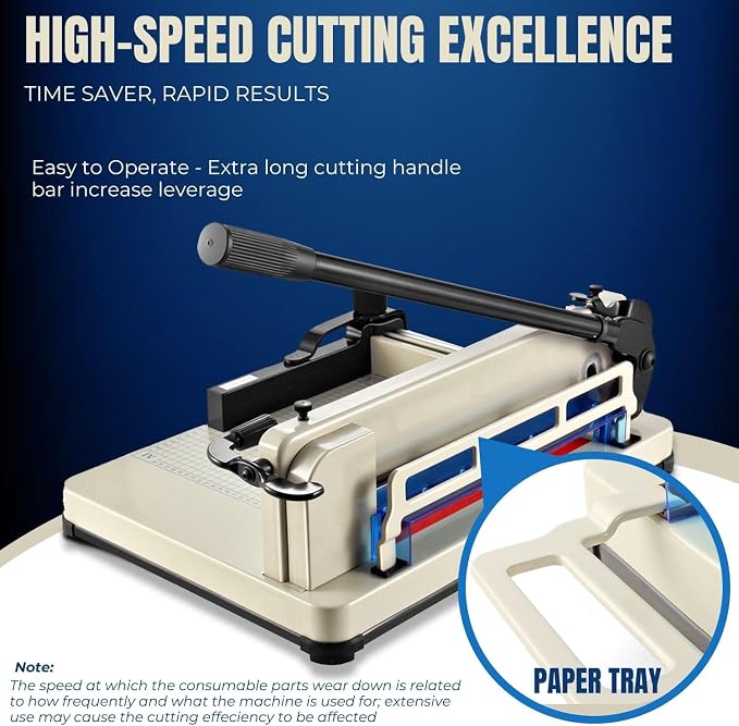 Flexzion Guillotine Paper Cutter 12" A4 Professional Industrial Heavy Duty Scrapbooking Metal Base Trimmer Machine 400 Sheet Capacity for Office Commercial Photocopy Printing Shop | Large Industrial Paper Cutter for A4 Stacks; Hardened Steel Blade for ...