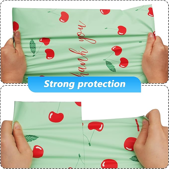 Thank You Poly Mailer 12x15.5 Inch 50 Pcs, Waterproof and Tear-Resistant Shipping Bags for Clothing, Strong Mailing Bags with Self-Seal, Cute Packaging Bags for Small Business - Cherry