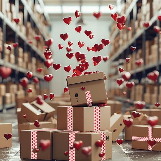 Whaline 109 Yard Valentine's Day Packing Tape Pink Red Love Heart Pattern Tape Waterproof Shipping Tape for Small Business DIY Crafts Present Packing Box Holiday Supplies