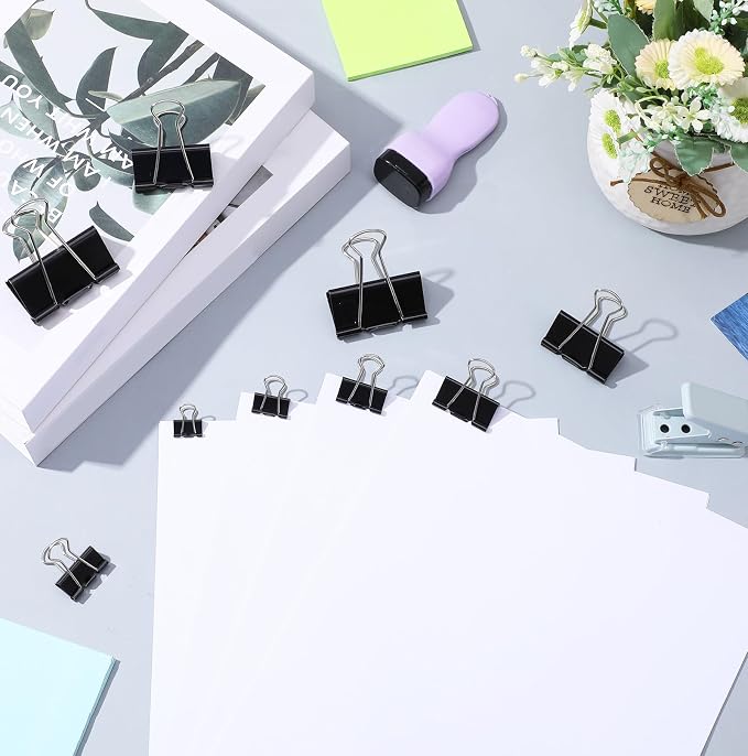 Jetec 200 Pcs Black Mixed Sizes Binder Clip Paper Clamp Metal Paper Clip | for Teachers Students Classroom Business Office and School Office Supplies