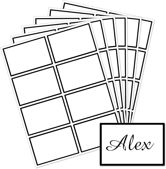Starboling Plain Name Tag Stickers, 200 Pcs 3"x2" Black with Colorful Border, for Office, Meeting, School & Home