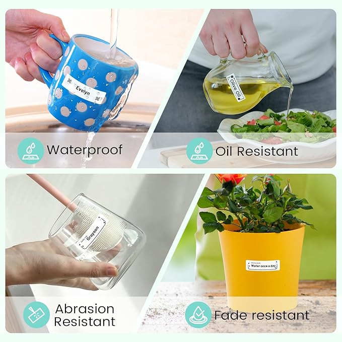 Phomemo D30 Labels, 3/8" X 1 1/2" (12mm X 40mm) 160 Labels/Roll, D30 Label Tape Compatible with D30 Label Printer, Print Master Labels Refill for Home, Office, Kid School Supplies, Black on White