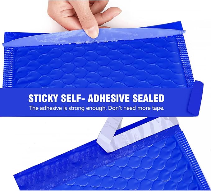 HBlife 25Pcs Bubble Mailers, 8.5x12 Inches Self Seal Blue Poly Mailers, Padded Envelopes Shipping Bags Packaging for Small Business