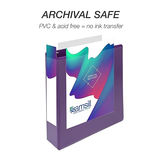 Samsill Durable 2 inch 3 Ring Binder, D Ring Binder, 100% Recycled Chipboard, Purple, 4 Pack