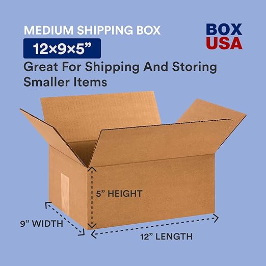 BOX USA 12 x 9 x 5 Corrugated Cardboard Boxes, Small 12"L x 9"W x 5"H, Pack of 25 | Shipping, Packaging, Moving, Storage Box for Home or Business, Strong Wholesale Bulk Boxes