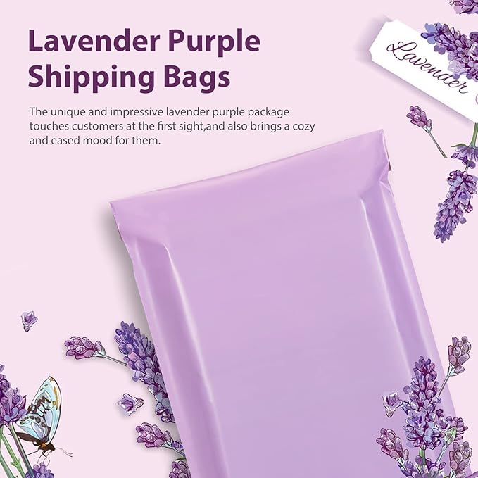 Fuxury Poly Mailers 10x13 Inch 1200 Pcs, Bulk Shipping Bags for Clothing, Strong Adhesive Shipping Envelopes for Small Business Suppliers,Waterproof Mailers Poly Bags Mailing Envelopes Light Purple