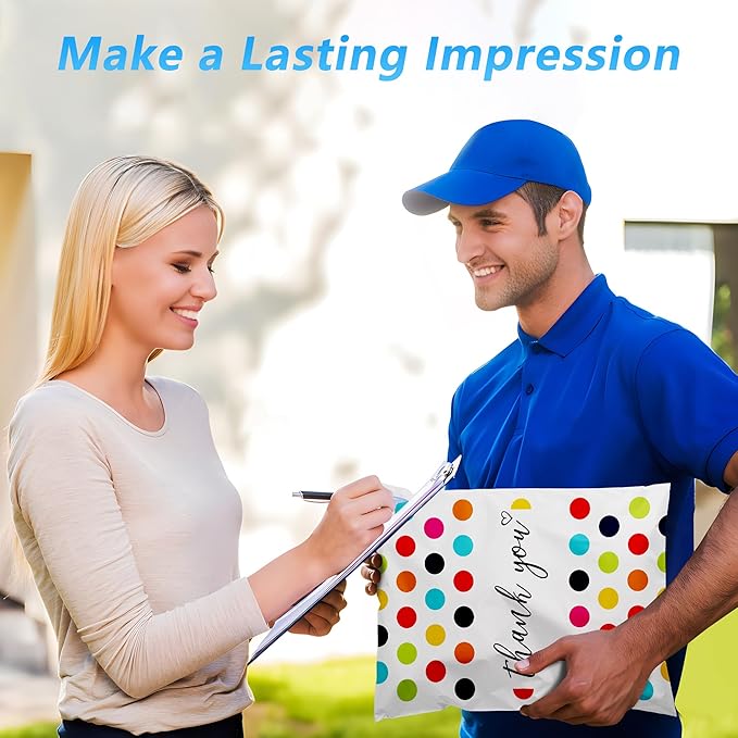 Thank You Poly Mailer 6x9 Inch 100 Pcs, Waterproof and Tear-Resistant Shipping Bags for Clothing, Cute Mailing Bags with Self-Seal, Polka Dots Printed Mailing Envelopes