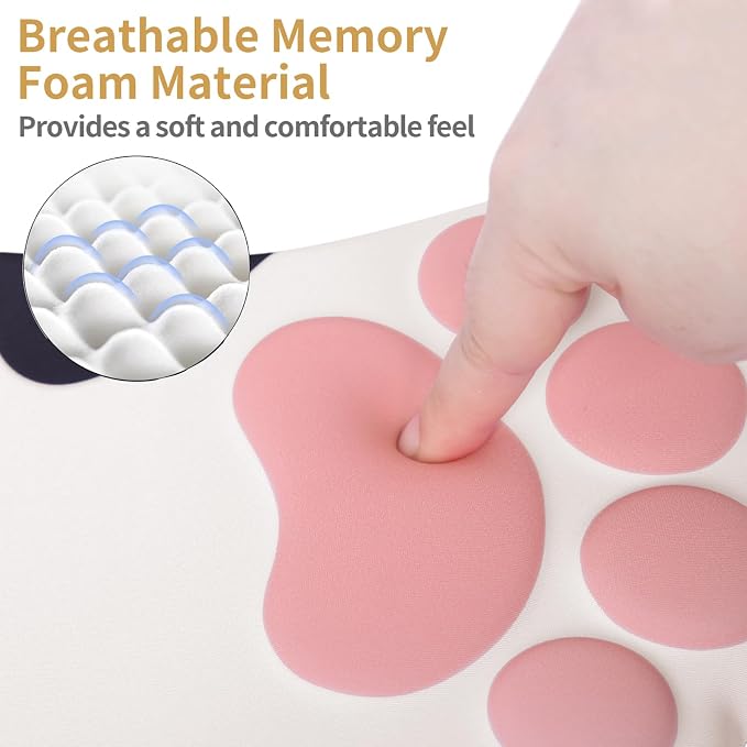L-SPOUTTO Ergonomic Mouse Pad with Wrist Rest,Cute Mouse Pad Wrist Support | Cat Paw Comfortable Massage Design,Computer Pain Relief Mousepad with Non-Slip PU Base for Desk Laptop Gaming,Cow