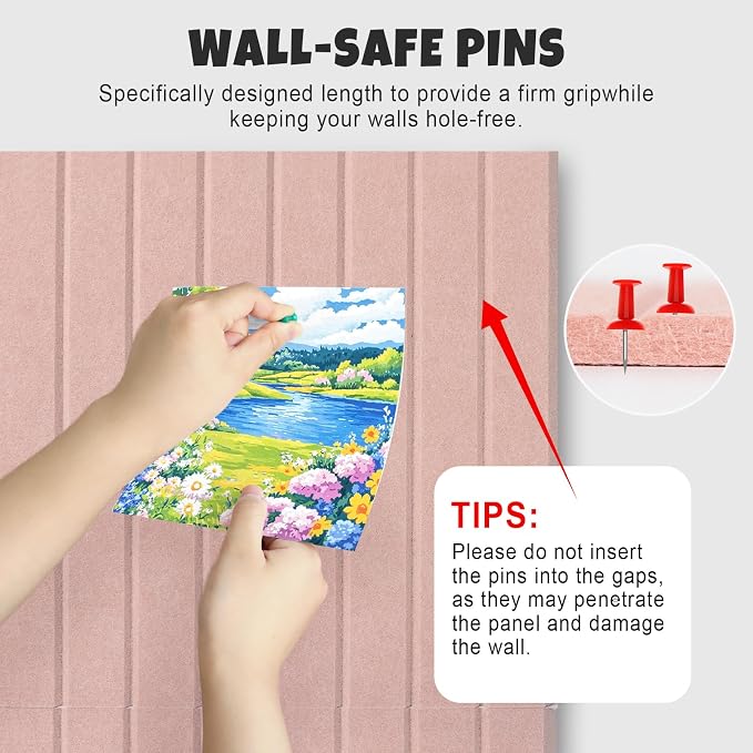 Markdang Large Arched Felt Bulletin Board 35" x 24", 6 Pack Cork Boards Alternative for Walls with 30 Pins, 40 Adhesive Tabs, Pin Board Tiles for Home Office Classroom Decor, Photos Display (Pink)