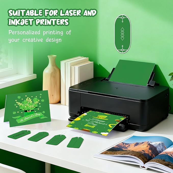 Dark Green Cardstock Paper 8.5 x 11, 40 Sheets Cardstock Printer Paper 8.5x11, Green Card Stock Paper 8.5 x 11, 200 GSM Dark Green Construction Paper for DIY Cards, Greeting Cards, Party Decorations