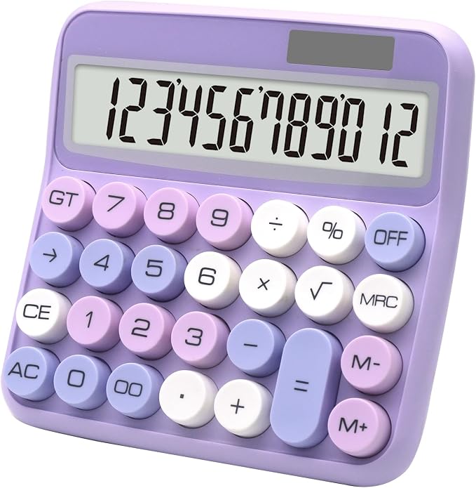 Purple Calculator for Desk, Large Button Calculator, Office Calculators | Big Calculator with Large LCD Display , Solar Calculator Powered by two Modes, Purple Desk Accessories for Women, Girls&Kids
