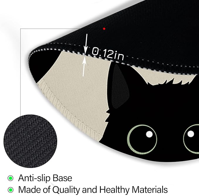Immaturus Black Cat Mouse Pad, Cute Small Mousepad for Desk Gaming Office | 8.6" x 8.6", Mini Travel, Home Decor Desk Accessories, Non-Slip Base, for Wireless Mouse Laptop Computer Work, Girl Cat Lover