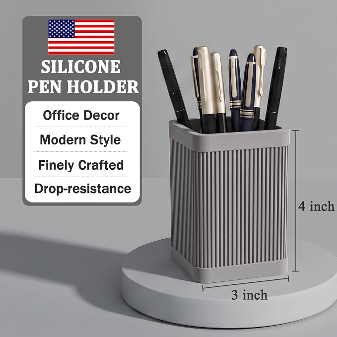 HighHerz Aesthetic Silicone Pen Holder for Desk, Office Desk Accessories | Sturdy & Shatterproof Silicone Organizer for Office and Home, Fit Pencils, Markers and Makeup Brushes, Desk Decor, Washable