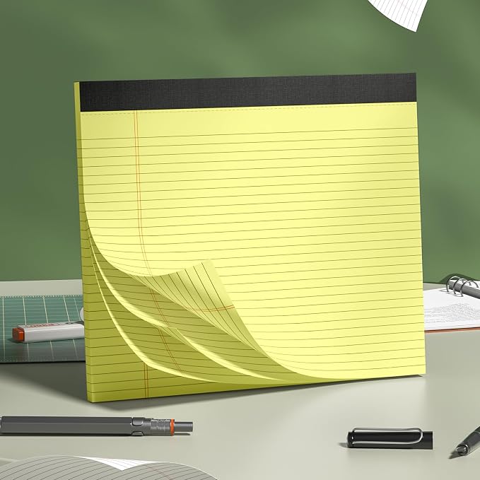 AILZFEI 3 Pack Yellow Legal Pads 11 x 9.5 College Ruled Yellow Paper Note Pad Narrow Ruled 30 Sheets Notepads Perforated Writing Pad Clear Print Horizontal Pads of Paper