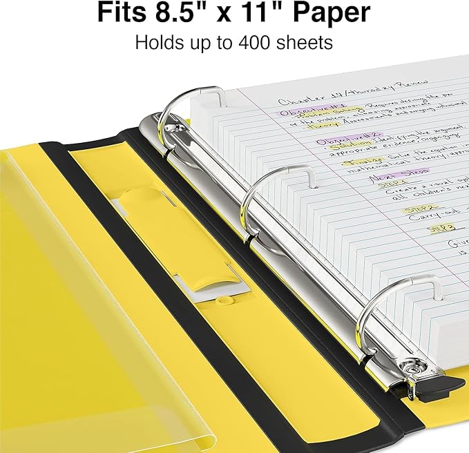 Staples Better Binder 1.5-Inch D-Ring View Binder, Reinforced Spine, Holds Up to 350 Sheets, Yellow, for Office & School
