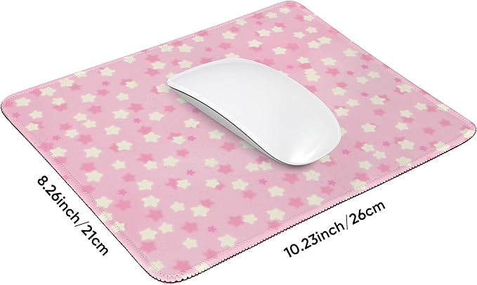 Premium Stitched Mouse Pad 10.2 x 8.3 in | Smooth, Washable Desk Mat with Non-Slip Base | Personalized Cute MousePads for Gaming,Work,Laptop, Computer, Office, Home (pink ocean Star)