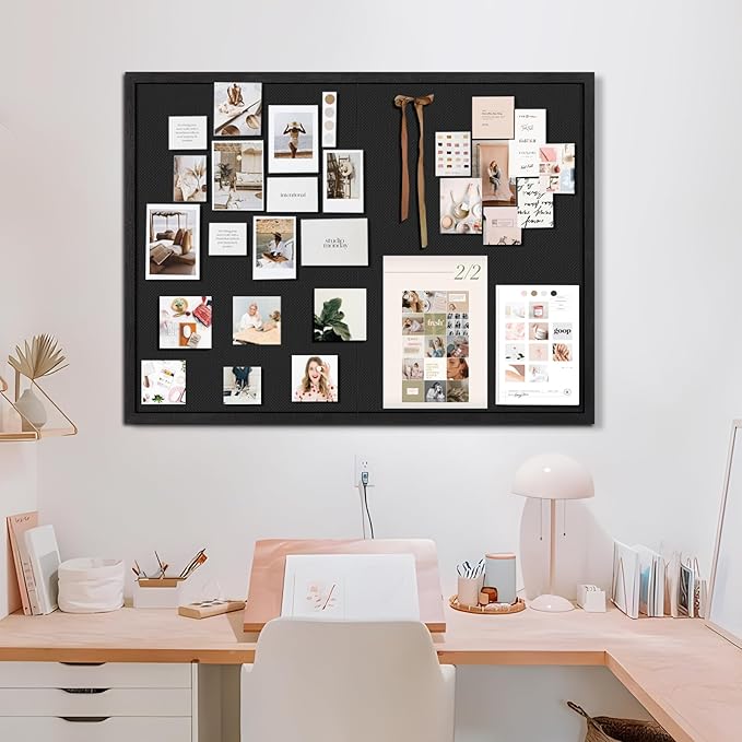 Miratino Large Bulletin Board, Cork Boards for Walls with Frame, Pin Display Board Vision Board for Home School Office Decor(Black)