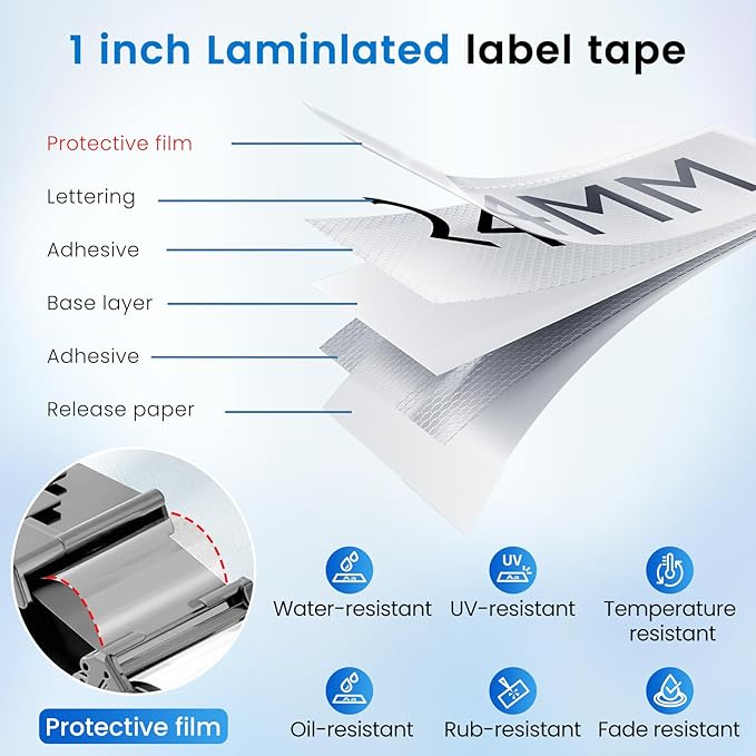 Label KINGDOM Compatible with Brother PTouch 24mm 0.94”(~1") TZe-251 Laminated White Label Maker TZ Tape, for PT-D610BT D600 E500 P710BT PTP750W, Tze251, 15-Pack