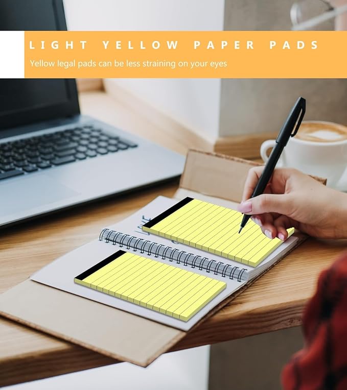 12 Pack Notepads 3x5, Perforated Yellow Lined Paper Memo Pads, 30 Sheets | Small Thick Paper, Ink Bleed Resistant, Smooth Writing Durable Cardboard Back, Easy Tear-Off,Perforated Pages, Compact Size