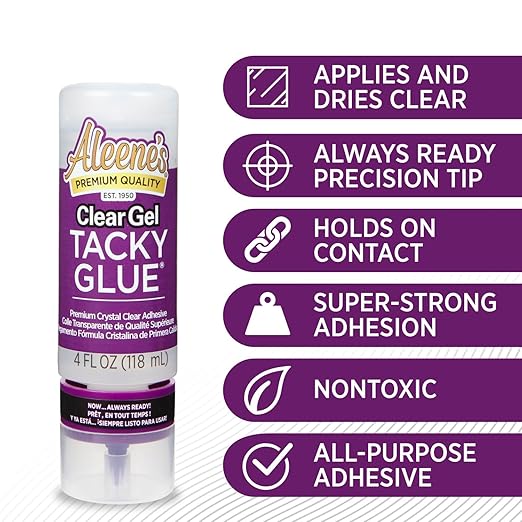 Aleene's Clear Gel Tacky Glue for Crafts in Always Ready Bottle, Nontoxic, Applies and Dries Clear, 4 fl oz