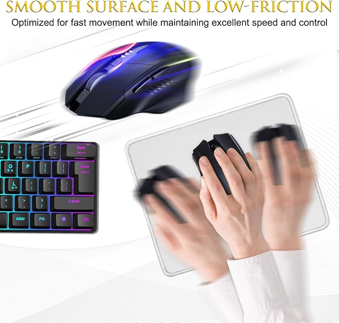 JIKIOU 3 Pack Mouse Pad with Stitched Edge, Portable Size-10.2x8.3in Blank | Anti-Fray, Comfortable Smooth Lycra Surface, Non-Slip Rubber Base, Machine Washable Fade-resistant, Compatible with All Mice