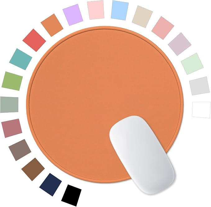 Hsurbtra Mouse Pad, Premium-Textured Small Round Mousepad 8.7 x 8.7 Inch Orange, Stitched Edge Anti-Slip Waterproof Rubber Pretty Cute Computer Mat for Office Home Gaming Laptop Men Women Kids