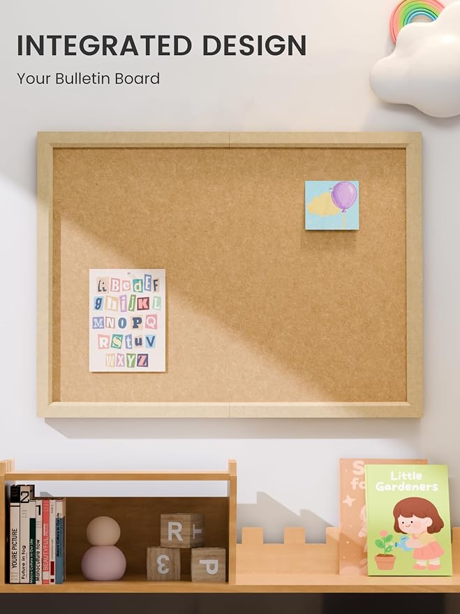 Fluxynara 23.6" x 17.1" Felt Frame Bulletin Board, Sunset Yellow | Cork Board Alternative with 12 Removable Adhesive Tabs, Foldable Pin Board for Wall, Home, Office, Classroom & Dorm
