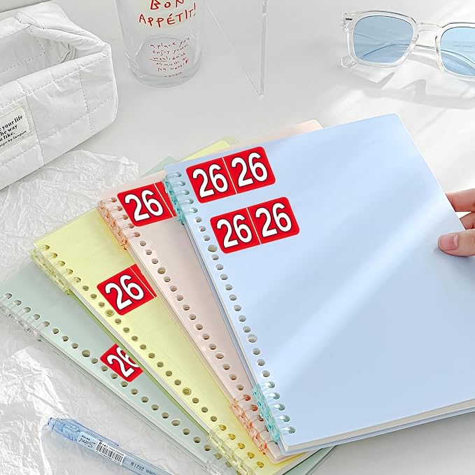 500 Pieces 2026 Year Stickers File Folder Year Labels Rectangle Coded Colored Year Stickers Self Adhesive Year Labels Tab File Folders Office Supplies, 1 Roll, 3/4" x 1-1/2"(Red)