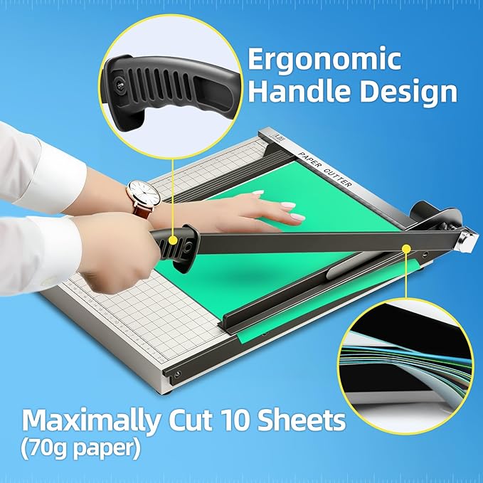 15 inch Guillotine Paper Cutter, LOTHANEK Heavy Duty Metal Base Cutting Machine B4 Paper Trimmer with Guide Ruler, Cutting 15 Sheets for Commercial Home Office