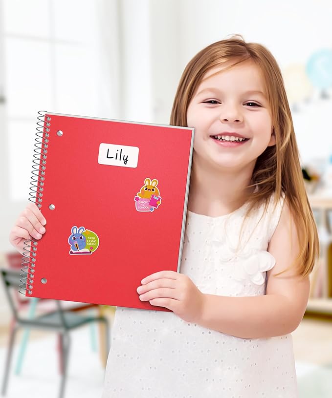 Dunwell 3-Pack Spiral Notebooks 8x10.5, Wide Ruled, Red/Blue/Black | 100 Sheets (200 Pages) Each, Wide Ruled Paper, Divider with Pockets, 3-Hole Punched & Perforated Pages, 3-Pack